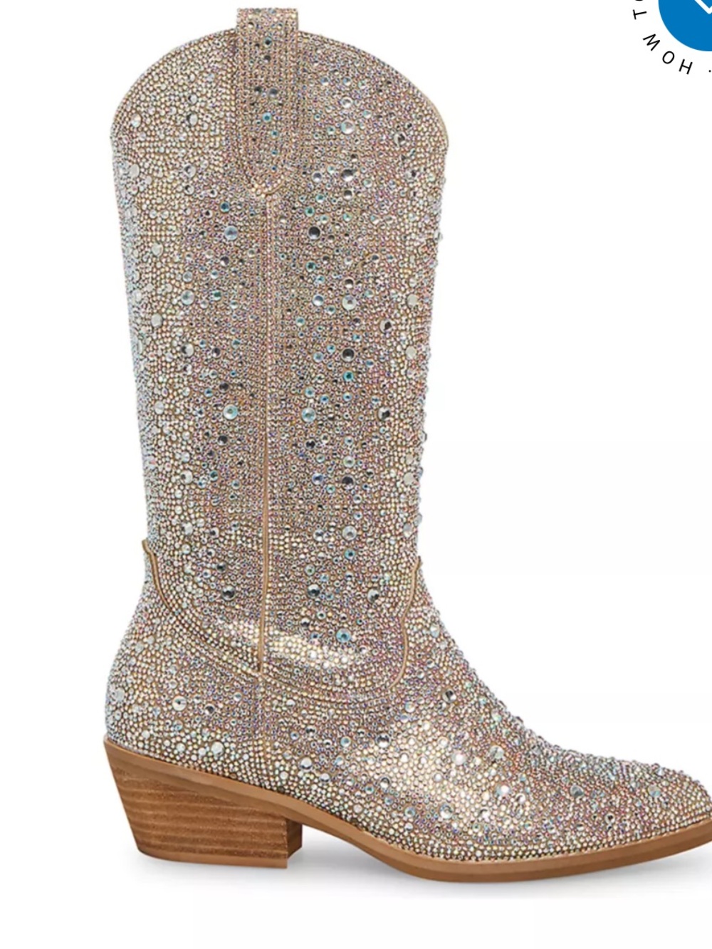 Madden Girl Iridescent Crystal Cowboy Boots - Shimmering Rhinestones